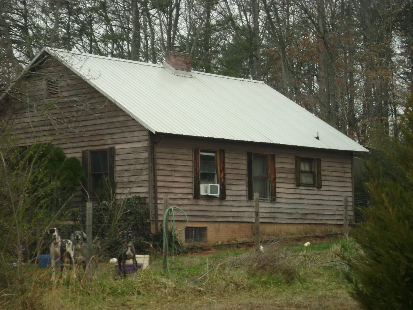 White metal roof on an old wood sided farmhouse, from a Asphalt Shingle Roof Repair job in Muscoda